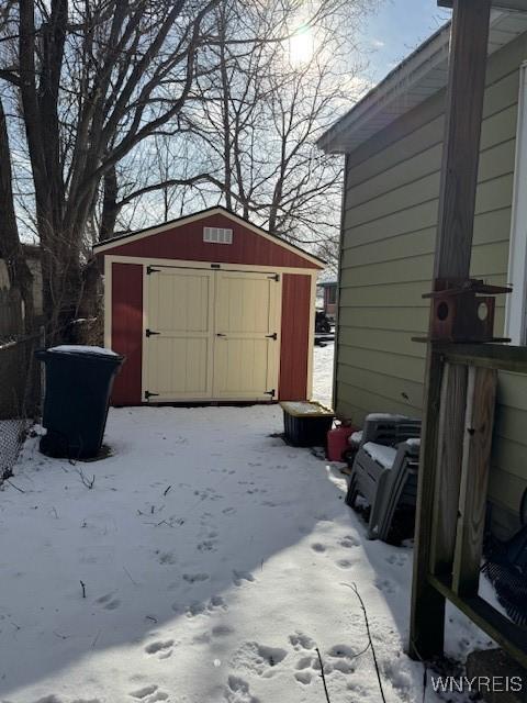 view of snow covered structure