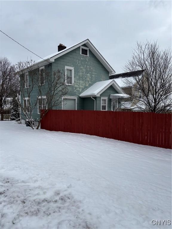 view of snow covered exterior