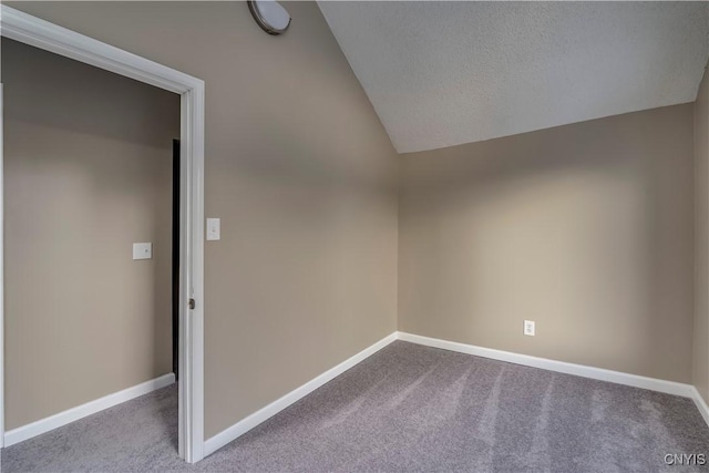 additional living space featuring lofted ceiling and carpet floors