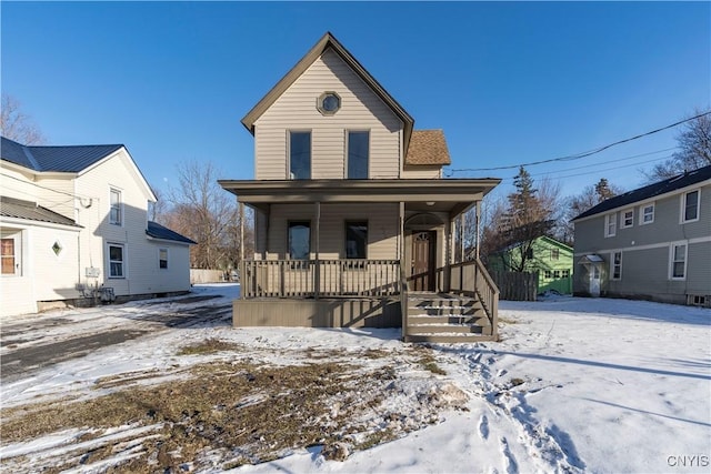 view of front of property featuring covered porch