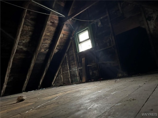 view of unfinished attic