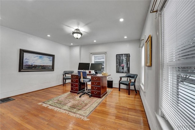 office featuring light hardwood / wood-style floors