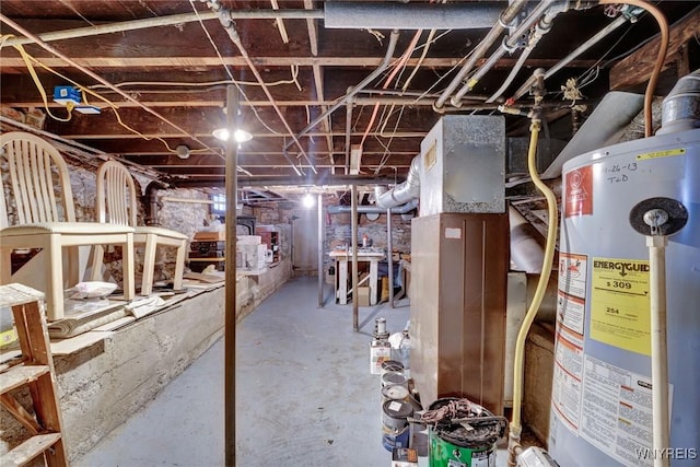 basement with water heater