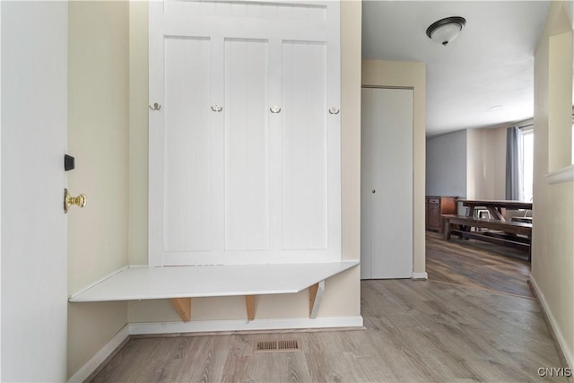 mudroom with light wood-type flooring