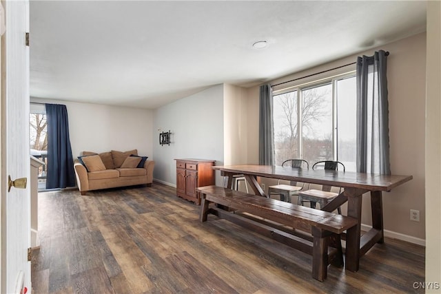 dining room with dark wood-type flooring