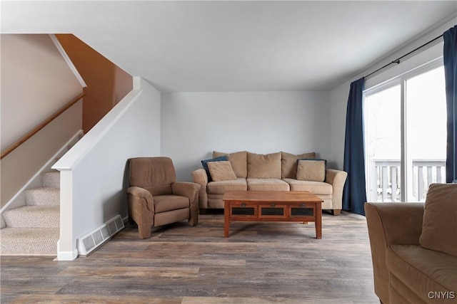 living room with hardwood / wood-style floors