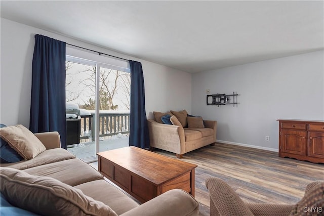 living room with hardwood / wood-style flooring