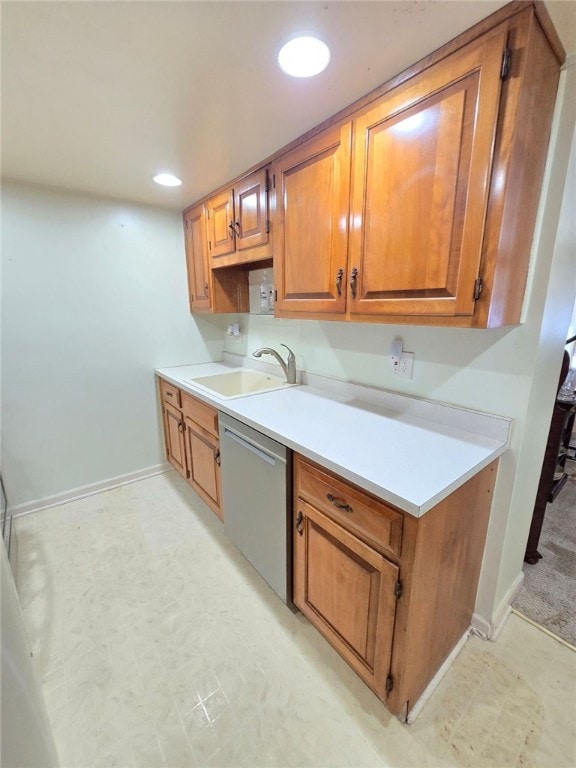 kitchen with stainless steel dishwasher and sink