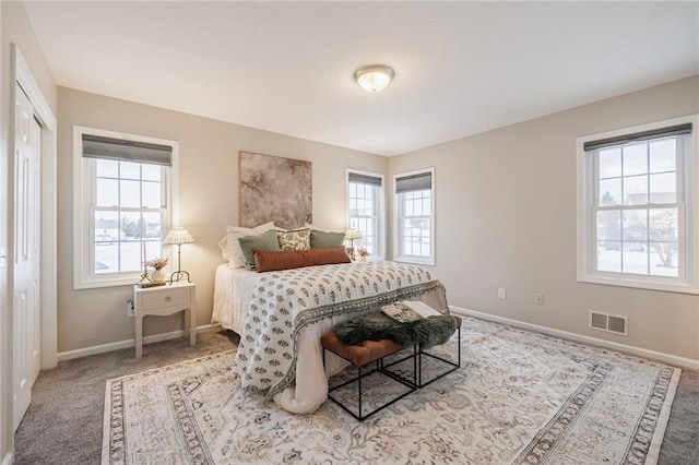 carpeted bedroom featuring a closet