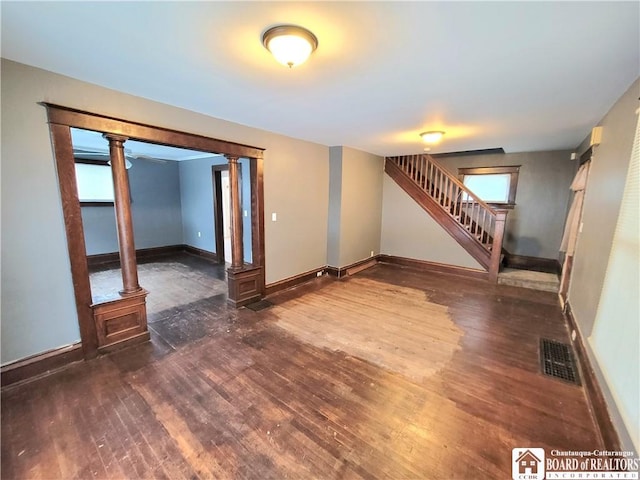 interior space featuring dark hardwood / wood-style floors