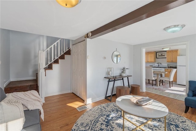 living room featuring light hardwood / wood-style floors