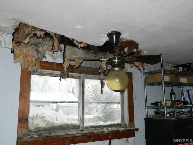 interior details with a textured ceiling