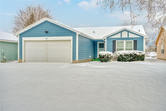 single story home with a garage