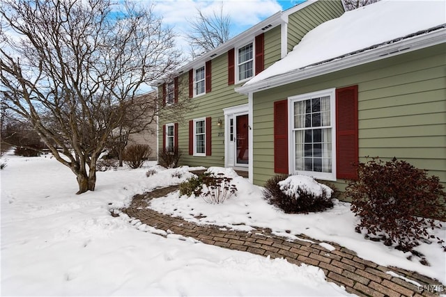 view of snow covered exterior