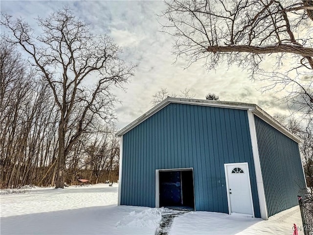 view of snow covered structure