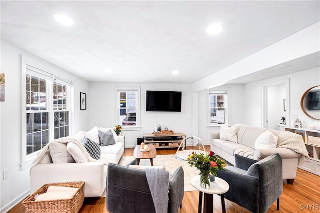 living room featuring light hardwood / wood-style floors