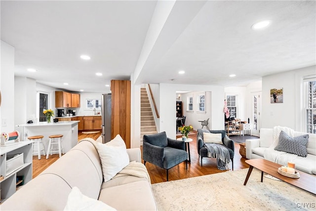 living room featuring light hardwood / wood-style flooring