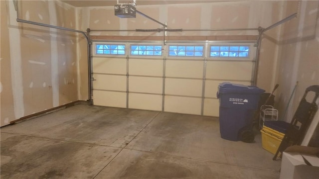 garage with a garage door opener