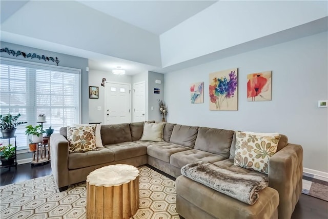 living room with light hardwood / wood-style flooring