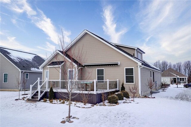 view of snow covered property