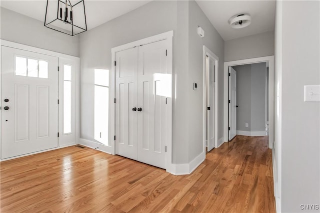 foyer entrance featuring light hardwood / wood-style floors