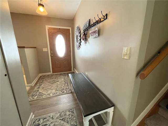 doorway featuring wood-type flooring