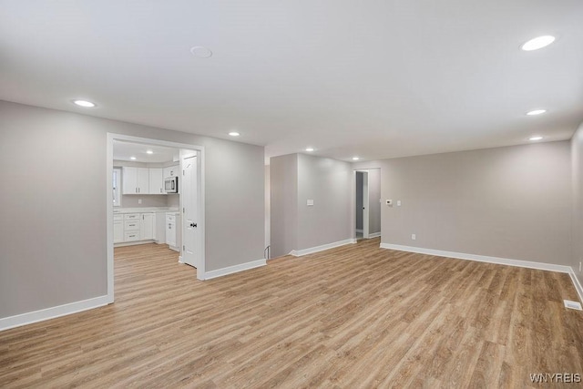 unfurnished living room with light hardwood / wood-style floors