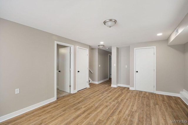 interior space with light hardwood / wood-style floors