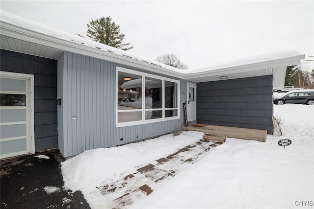 view of snowy exterior