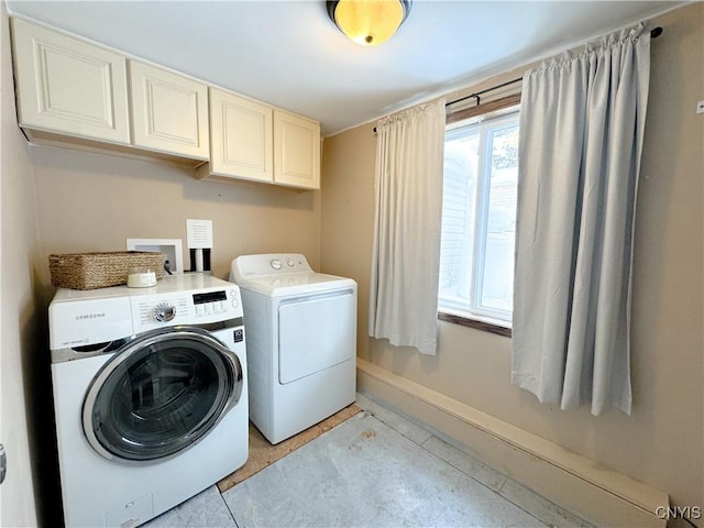 5902 N Rd, Owasco, NY 13021 - clothes washing area with independent washer and dryer, cabinet space, and baseboards