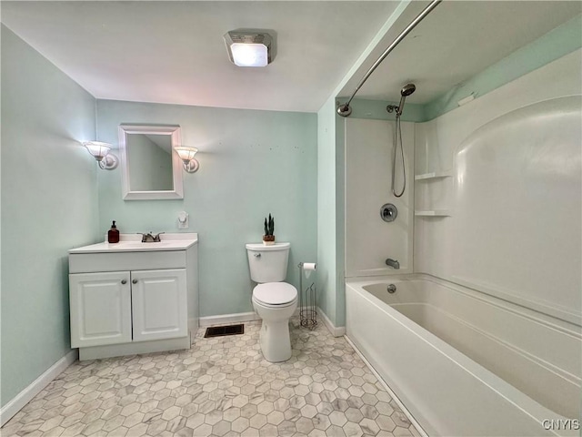 5902 N Rd, Owasco, NY 13021 - bathroom featuring toilet, baseboards, vanity, and  shower combination