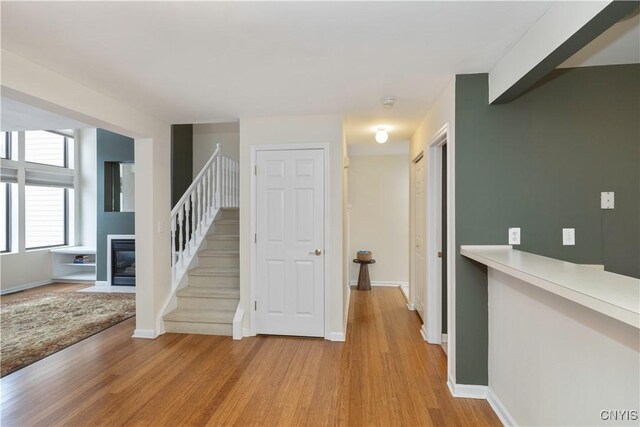 interior space with light hardwood / wood-style floors