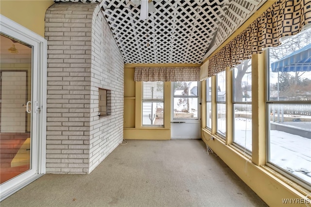 view of unfurnished sunroom