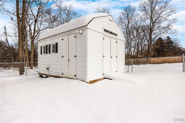 view of snow covered structure