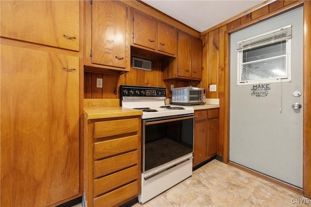 kitchen with white electric stove