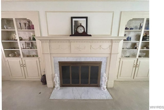 2721 Bowen Rd, Elma, NY 14059 - detailed view of a glass covered fireplace and carpet floors