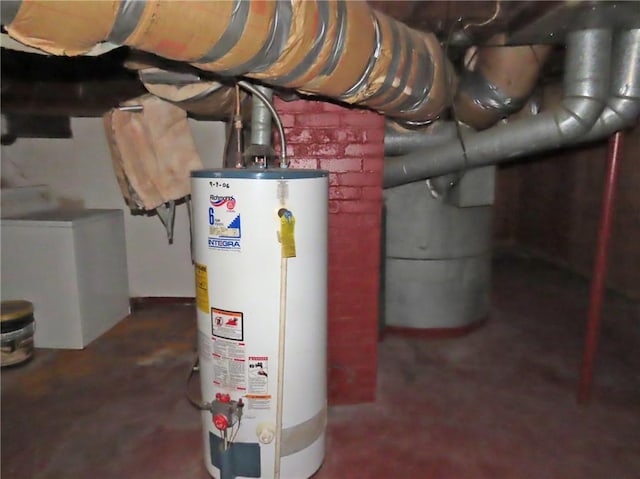 utility room with water heater