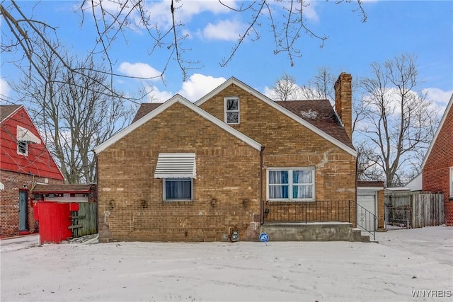 view of snow covered property