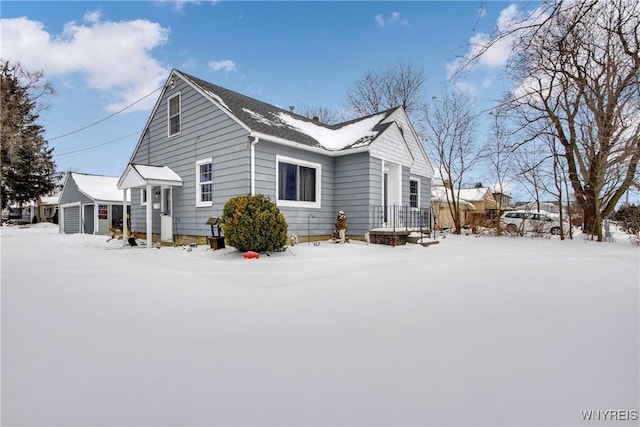 view of snow covered property