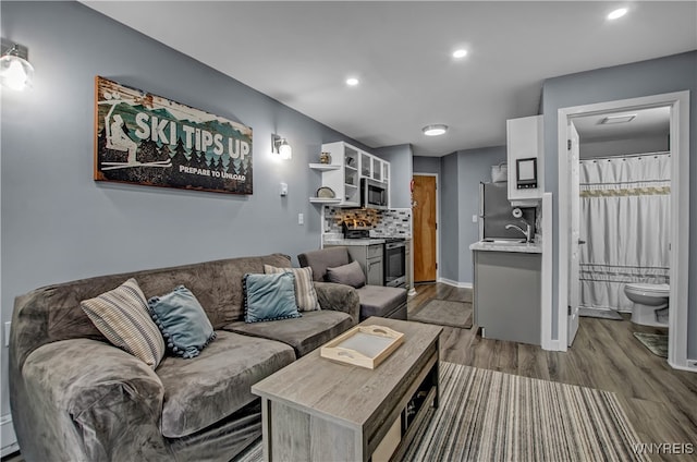 living room featuring wood-type flooring