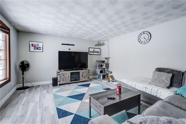 living room with light wood-type flooring