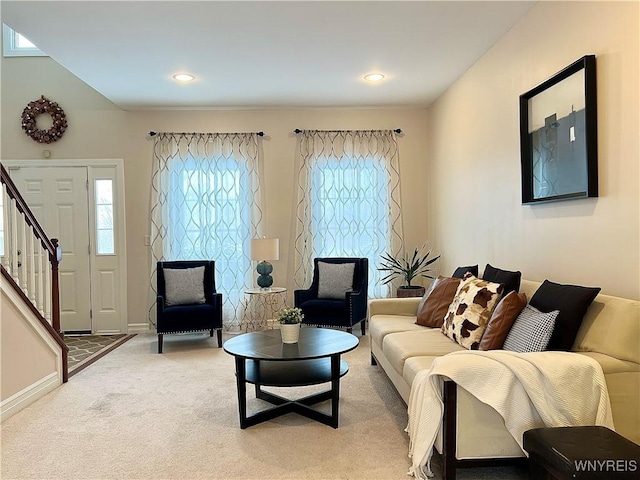 living room with carpet floors