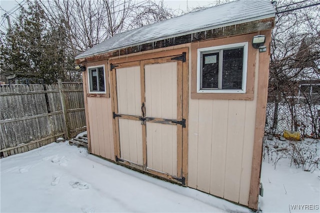 view of snow covered structure