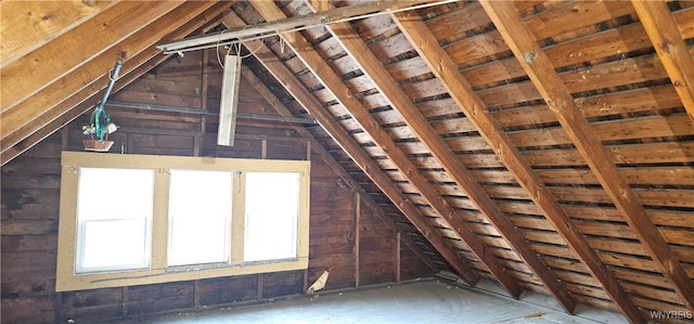 view of unfinished attic