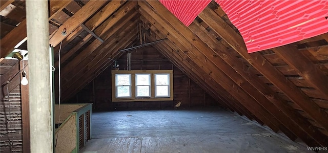 view of unfinished attic