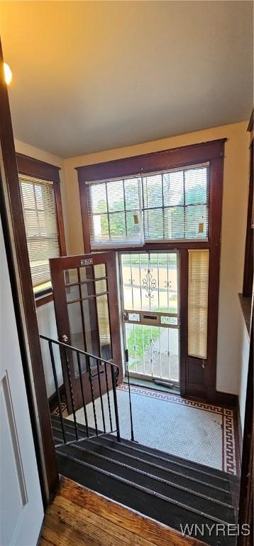 doorway to outside featuring hardwood / wood-style flooring