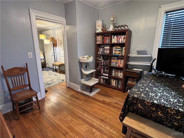 bedroom with wood-type flooring