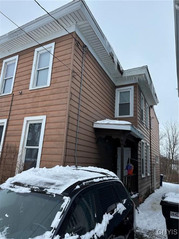 view of snow covered exterior