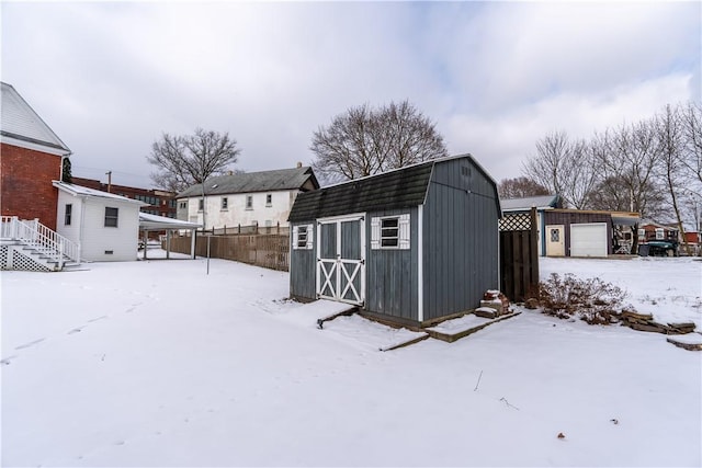 view of snow covered structure