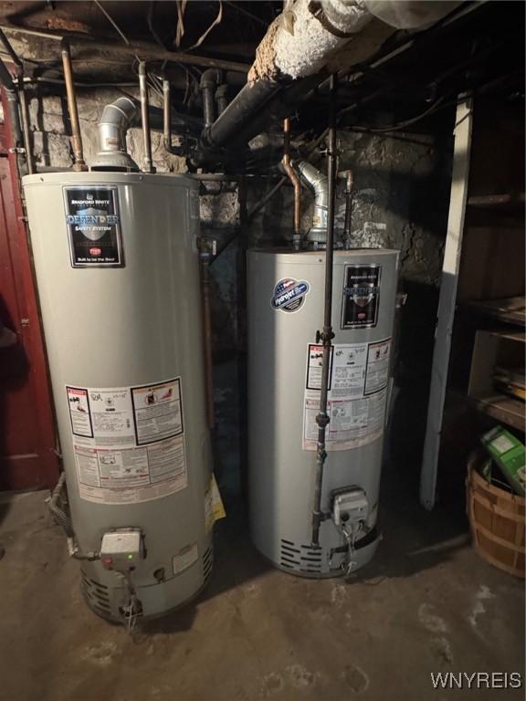 utility room featuring water heater